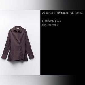 NWT ZARA ZW COLLECTION MULTI-POSITIONAL MINIMALIST STRIPED SHIRT